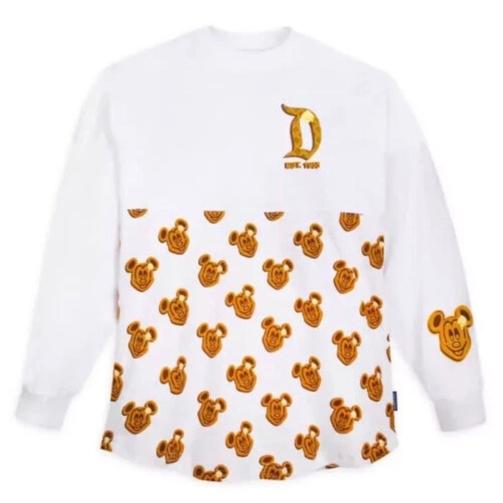 Disney Spirit Jersey Disneyland Resort Mickey Waffle Print White Long Sleeve L
